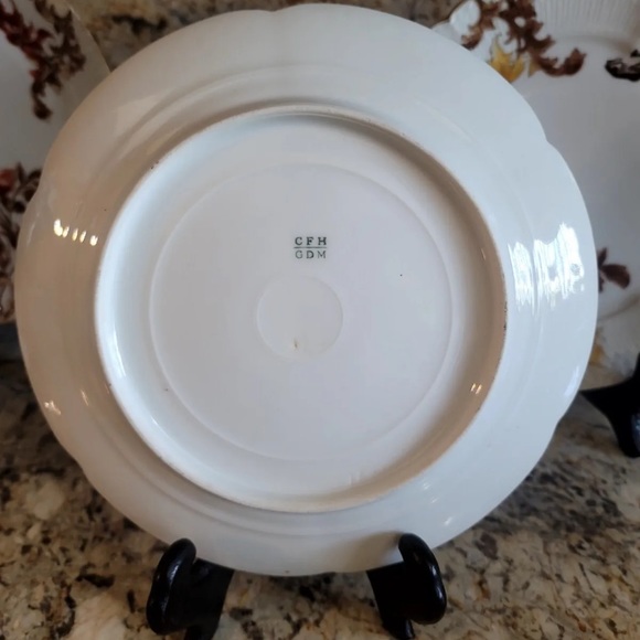 CFH GDM CH Field Haviland Limoges France Multi- Flowers Scalloped Gold Trim 4 pc - Picture 5 of 6